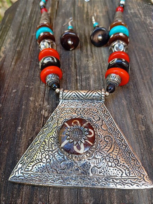 Colar e brinco boho style