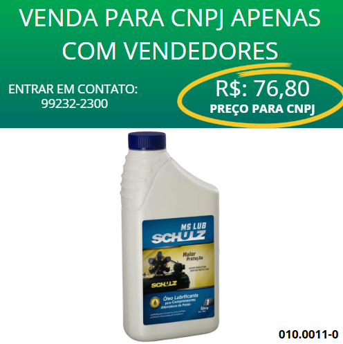 OLEO LUB MINERAL SCHULZ  ( 1 LT) - 200H - PISTAO - MS LUB - 010.0011-0 - SCHULZ