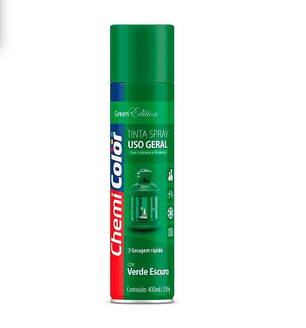 Tinta Spray Uso Geral 400ml Verde Escuro - 0680087 - CHEMICOLOR