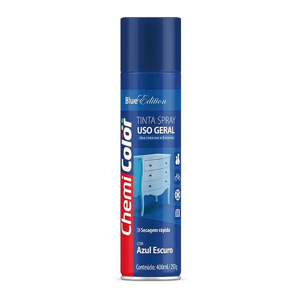 Tinta Spray Uso Geral 400ml Azul Escuro - 0680135 - CHEMICOLOR