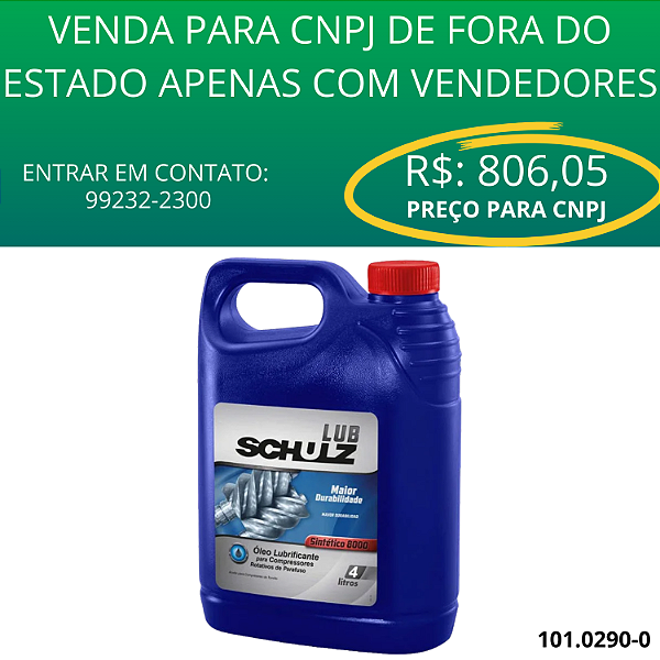 OLEO LUB SINTETICO SCHULZ  (4 LTS) - 8.000H - 101.0290-0 - SCHULZ