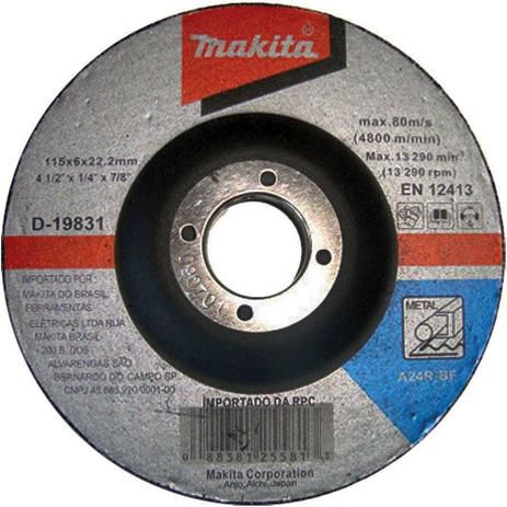 DISCO DE DESBASTE P/METAL 4 1/2 EMBAL C/ - D-19831-5 - MAKITA