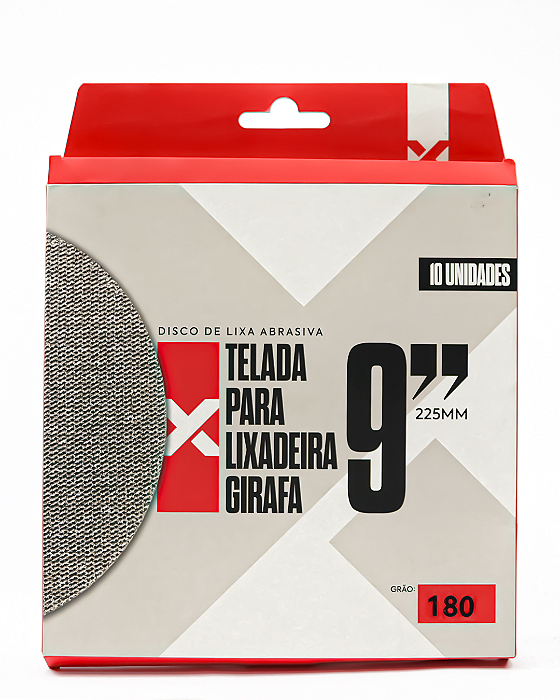Disco de Lixa Abrasiva Telada p/ Lixadeira Girafa 9" 225mm - Grão 180 (10 unid) EXPERT