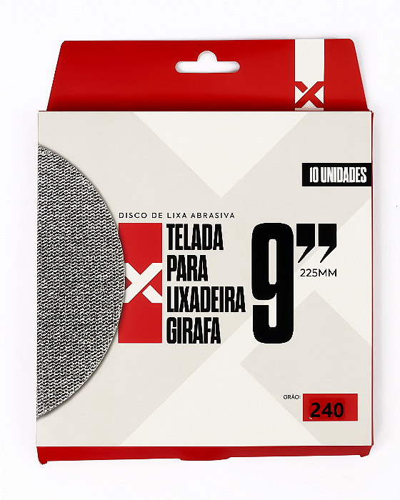 Disco de Lixa Abrasiva Telada p/ Lixadeira Girafa 9" 225mm - Grão 240 (10 unid) EXPERT