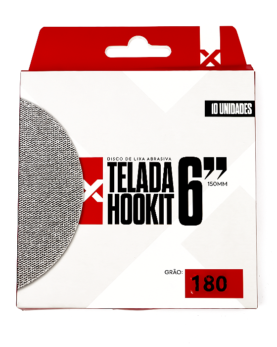 Disco de Lixa Abrasiva Telada p/ Hookit 6" 150mm - Grão 180 (10 unid) EXPERT
