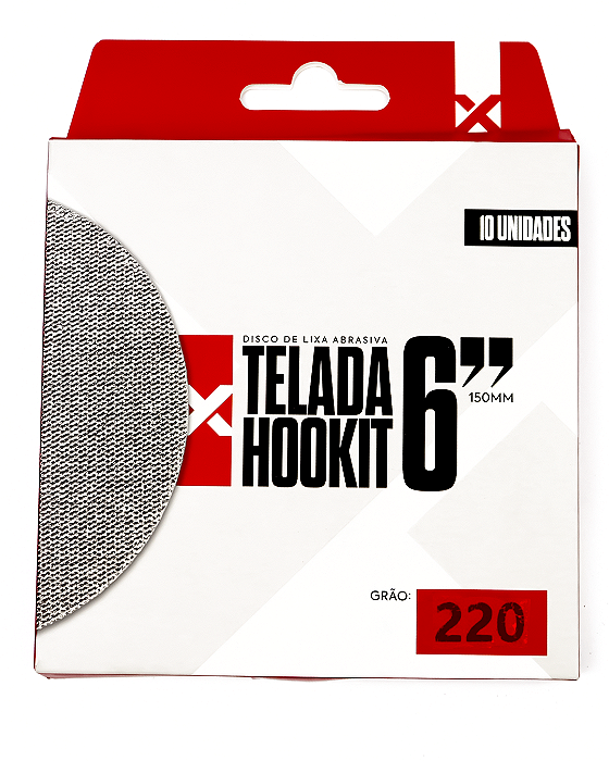 Disco de Lixa Abrasiva Telada p/ Hookit 6" 150mm - Grão 220 (10 unid) EXPERT