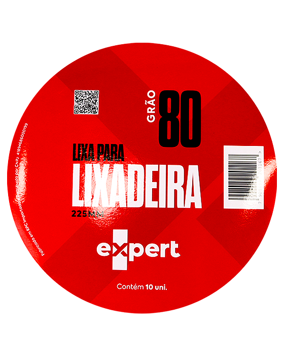 Disco de Lixa p/ Lixadeira 225mm com Velcro sem Furo - Grão 80 (10 unid) EXPERT