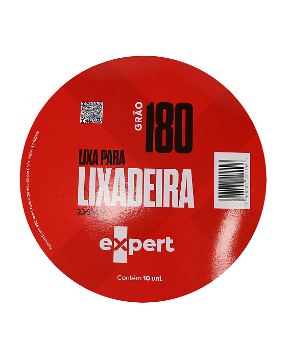 Disco de Lixa p/ Lixadeira 225mm com Velcro sem Furo - Grão 180 (10 unid) EXPERT