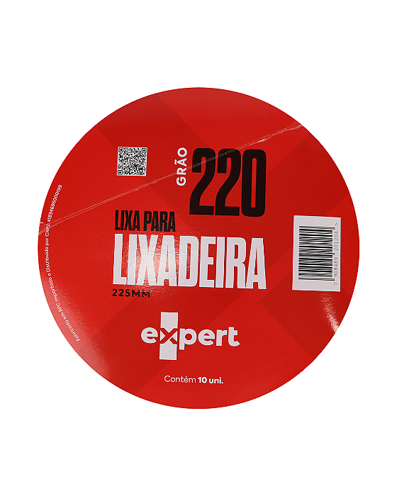 Disco de Lixa p/ Lixadeira 225mm com Velcro sem Furo - Grão 220 (10 unid) EXPERT