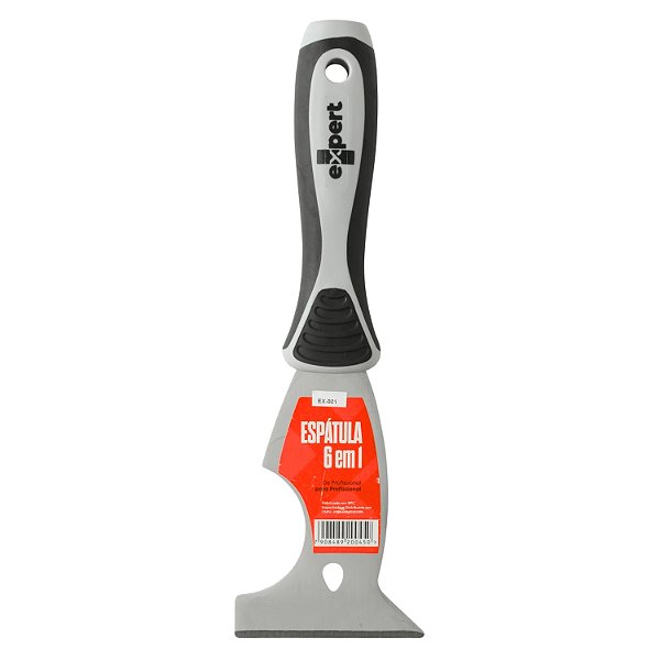 Espátula 6 em 1 Cabo Emborrachado EXPERT - Ferramenta Multifuncional para Acabamentos