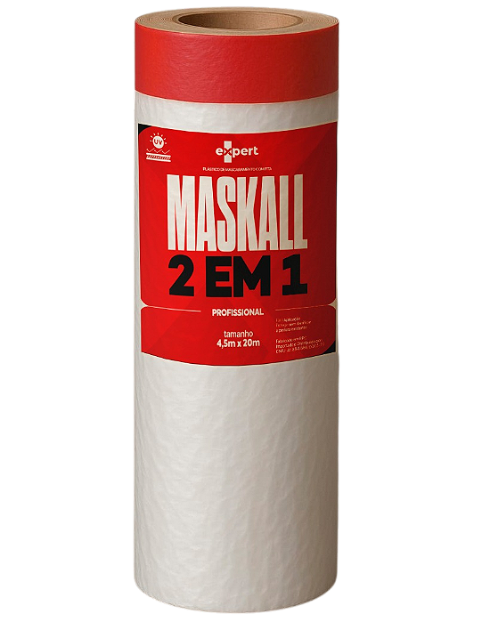 Maskall 2 em 1 - Plástico de Mascaramento c/ Fita Profissional 3m x 20m EXPERT