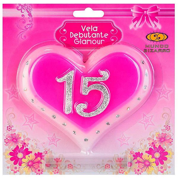 Vela Debutante Glamour Coração Rosa