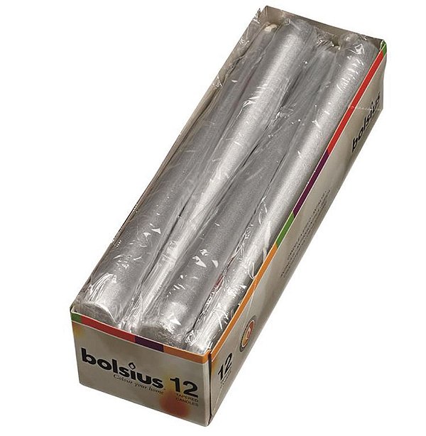 Natal - Vela Cônicas para Banquete Prata 24X24 cm (Velas Bolsius) - 12 Un