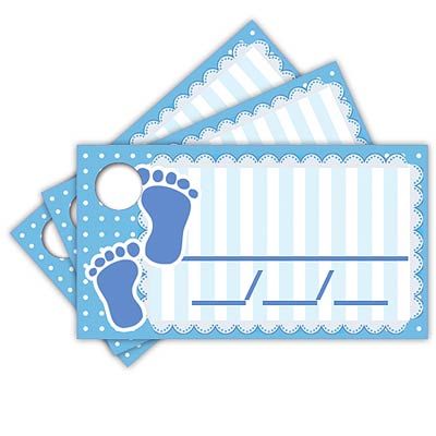 Tags com Furo Baby Shower Azul - 15 Un