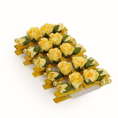 Prendedor Floral Suave Pérola Amarelo 6 cart c/ 10 unids