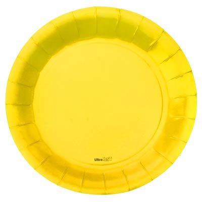 Prato Descartável Cartonado Médio 18cm Amarelo - 08 Un