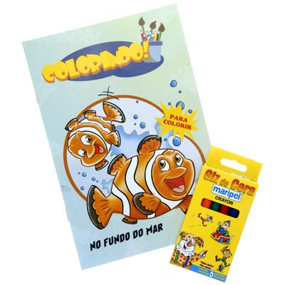 Livro Para Colorir com Giz de Cera Fundo do Mar