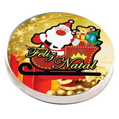 Latinha Metal 5x1 Lembrancinha de Natal Papai Noel no Trenó