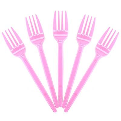 Garfo Descartável para Sobremesa Rosa - 50 Un