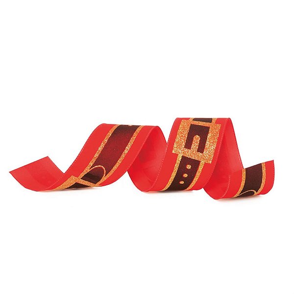 Fita de Natal Cinto de Noel Vermelho e Preto 6,3cm (Fita para Presente) - 3 Un