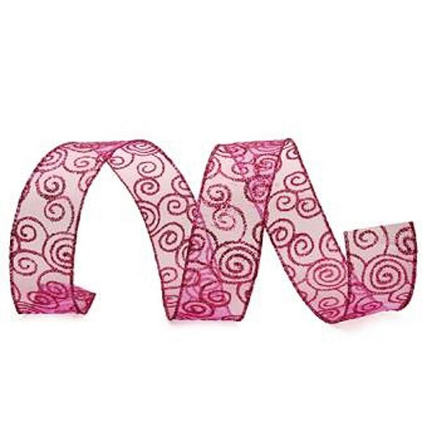 Fita Organza Caracol Rosa 3,8 cm x 9,14 mts (Fitas Natalinas) - 3 Un