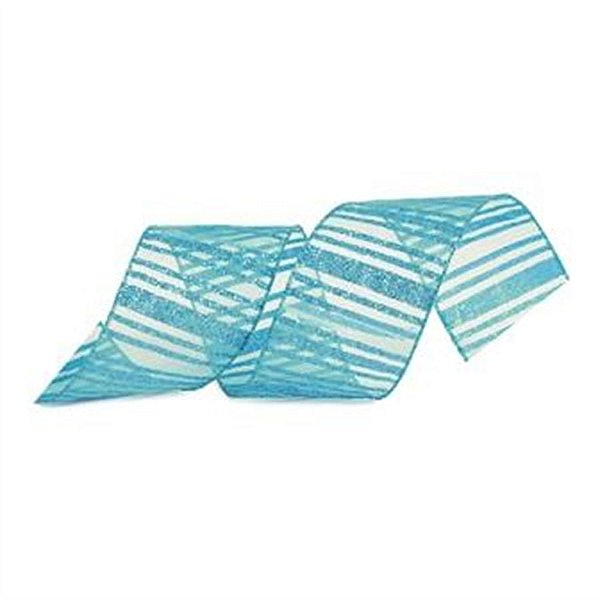 Fita Listras com Glitter Azul Claro 6,3 cm x 9,14 mts