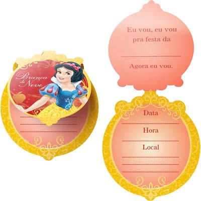 Convite de Aniversário GRANDE Branca de Neve New - 08 Un