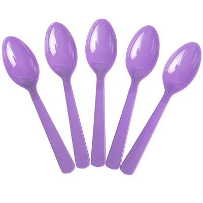 Colher Plástica para Refeição Colorline Lilás - 10 Un