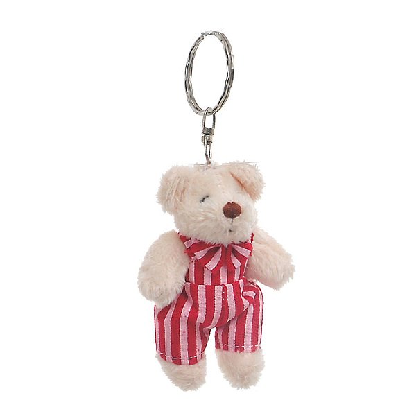 Chaveiro Urso Listras Rosa e Vermelho (Patchwork Vermelho) - 6 Un