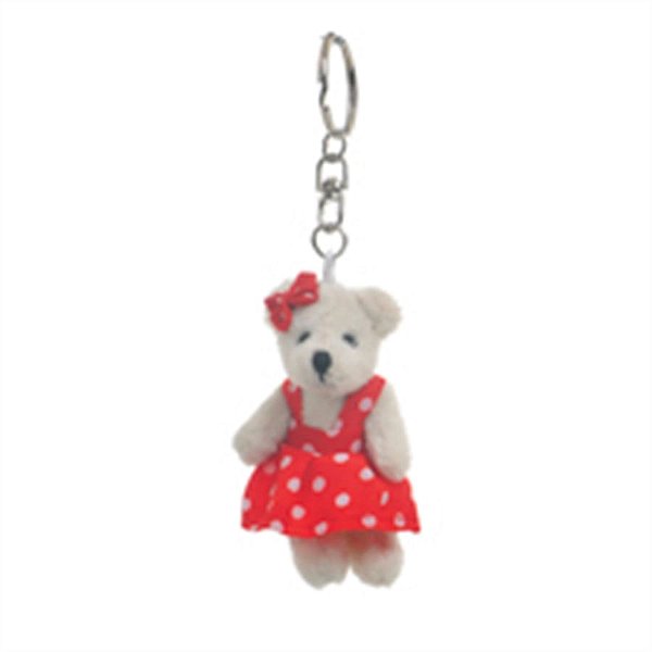Chaveiro Ursa Poá Branco e Vermelho (Patchwork Vermelho) - 6 Un
