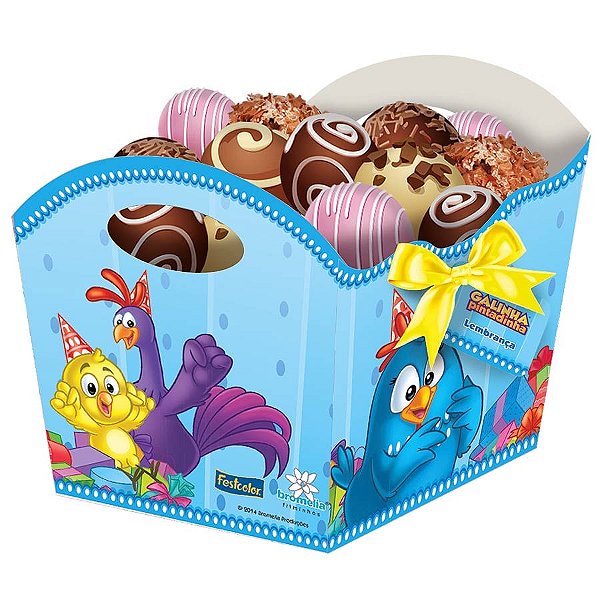 Cachepô com Alça Galinha Pintadinha Parabéns - 08 Un