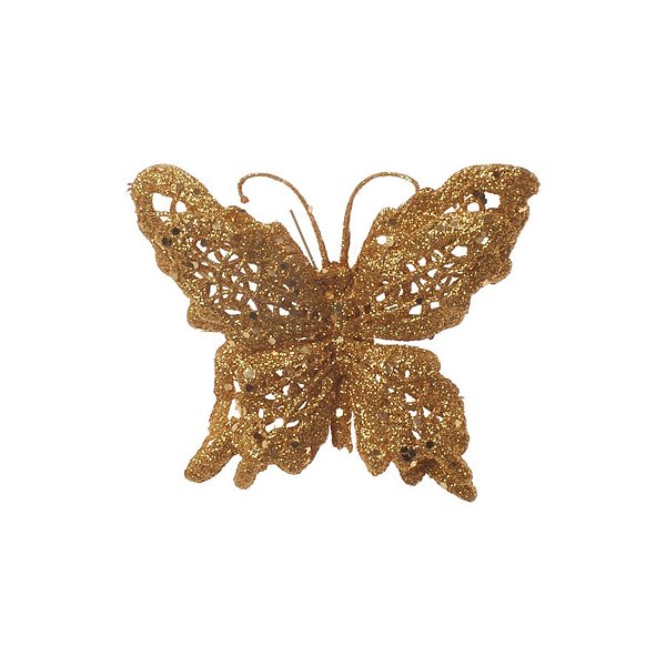 Clip Borboleta Glitter Ouro