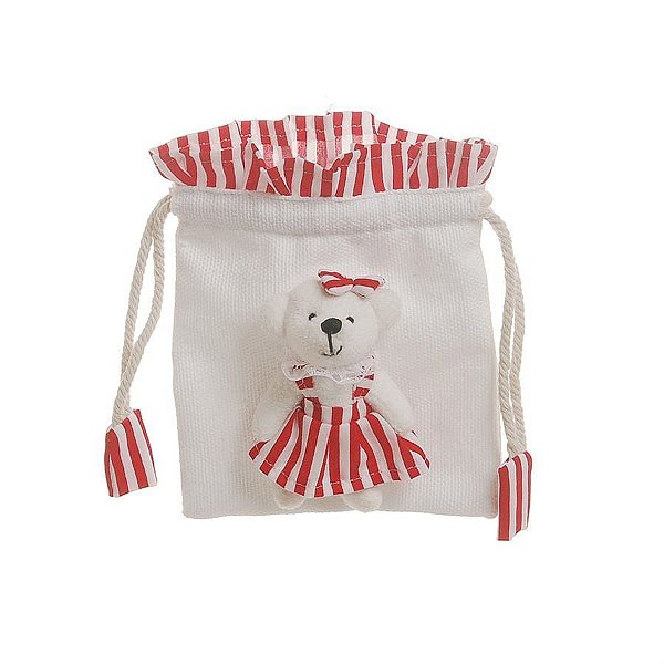 Bolsinha Urso Bege Vermelho (Bolsinhas) - 1 Un