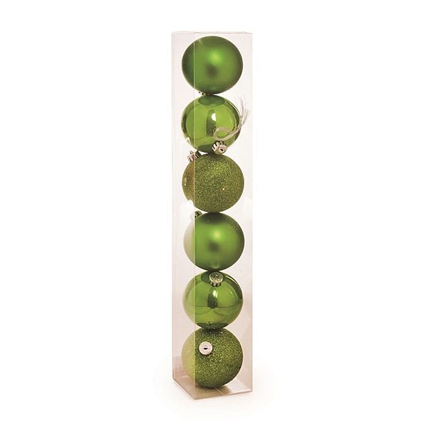 Bola de Natal Sortidas Verde Claro 8cm - 6 Un