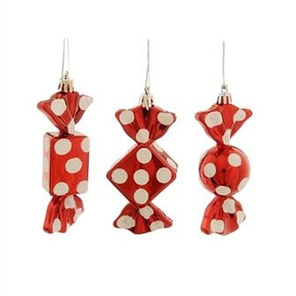 Enfeite Balas Poá Vermelho e Branca 9 cm (Bakery) - 2 Jogos com 6 Peças