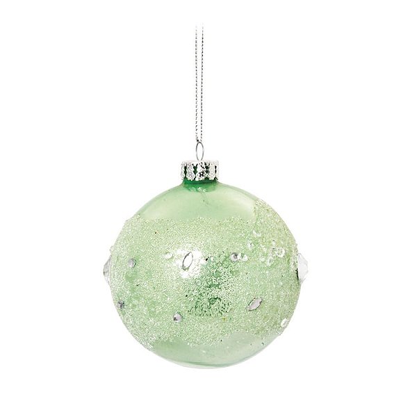 Bola de Vidro com Pedras Azul Claro 8 cm (Bolas de Vidro) - 4 Peças
