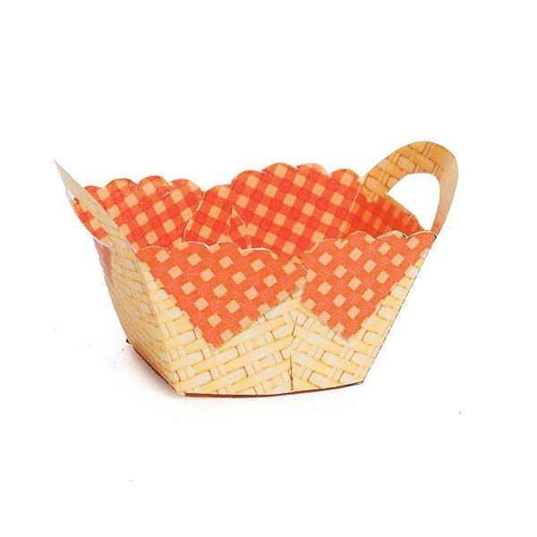 Forminhas para Doces Cestinha Piquenique Laranja 2 Doces - 24 Un