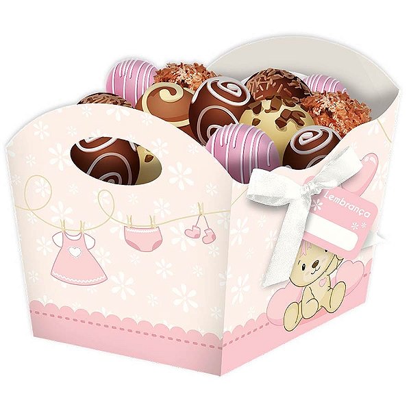 Baby Shower Ursinho Rosa - Cachepô 08 Un