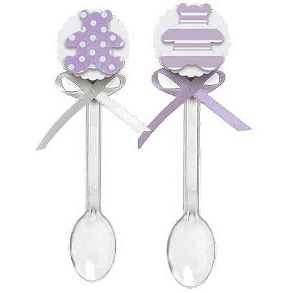 Colherzinha Cristal Ursinho Poá Lilás 08 Un