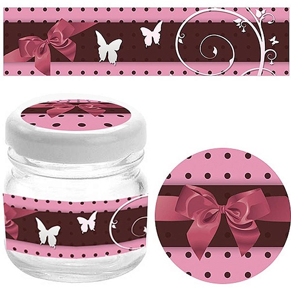 Kit Adesivo Especial para 10 Potinhos - Rosa e Marrrom