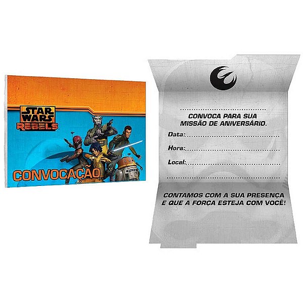Convite de Aniversário Star Wars Rebels - 08 Un