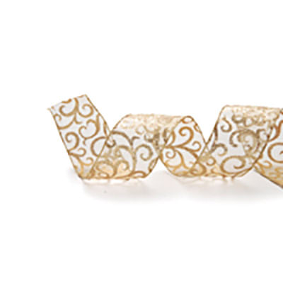 Fitas de Natal - Arabesco Ouro - 3 un - 6,3 cm x 9,14 mts