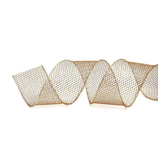 Fita de Natal Tela Ouro 3,8cm (Fita para Presente) - 1 Un