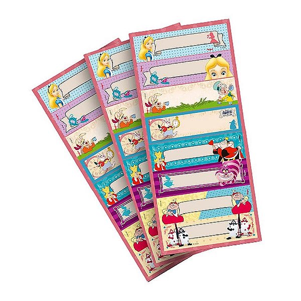 Adesivo Decorativo Retangular Alice no País das Maravilhas - 03 cartelas