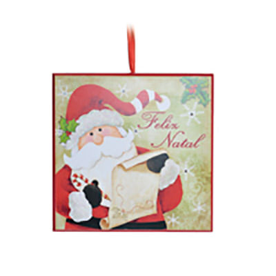 Quadrinhos Iluminados - Quadrada com Papai Noel com Led - 6 un - 2Aa