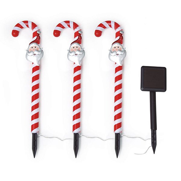 Pick Candy Noel com Led Solar (Picks para O Jardim)