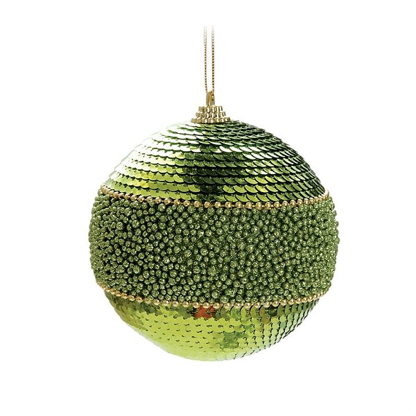 Bola de Natal com Paetê Verde Claro 10cm - 4 Un