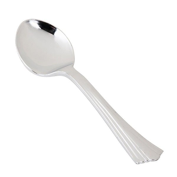 Colher Plástica Inox Sobremesa Clássica - 10 Un