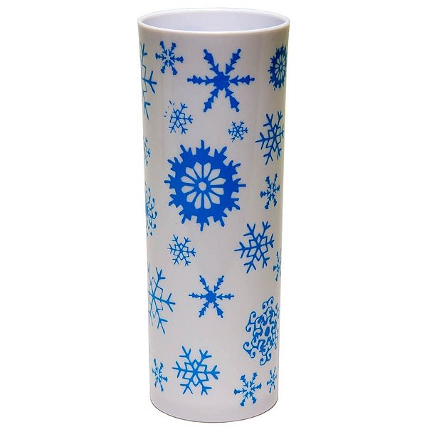 Copo Long Drink Decorado 300ml Branco Flocos de Neve
