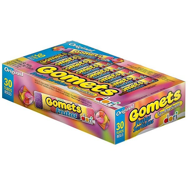 Caixa Gomets Goma Tubo Sabor Frutas - 30 Tubos
